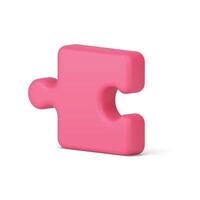 Jigsaw piece pink asymmetric puzzle detail brainstorming game attached choice 3d icon vector