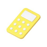 Calculating machine accounting financial budget yellow device with buttons 3d icon realistic vector