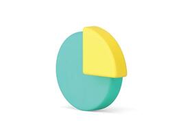 Green pie chart with segment business data visualization market information 3d icon realistic vector