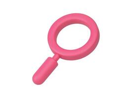 Magnifier pink zoom optical equipment educational analysis finding information 3d icon vector