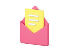 Envelope letter post message electronic mail incoming correspondence 3d icon realistic vector