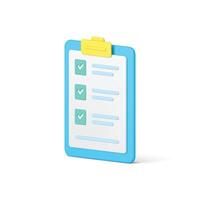 To do check mark blue clipboard checklist poll form questionnaire task survey 3d icon vector