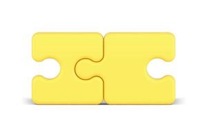 Puzzle piece yellow connected details partnership collaboration success teamwork 3d icon vector