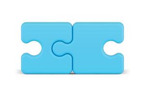 Jigsaw piece assembling team connect relationship blue details join collaboration 3d icon vector