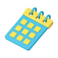 Schedule agenda task business planning time management date reminder 3d icon realistic vector