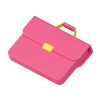 Luggage pink briefcase business trip accessory for document carrying 3d icon realistic vector