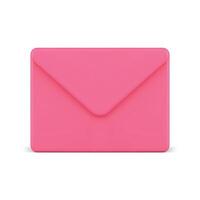 Electronic mail pink paper envelope incoming message web notification 3d icon realistic vector