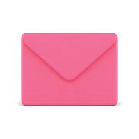 Electronic mail pink paper envelope incoming message web notification 3d icon realistic vector