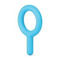 Magnifying glass blue zoom browse loupe lens optical tool with handle 3d icon realistic vector