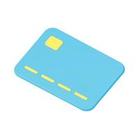 Credit card with chip global remotely payment business deal purchase 3d icon realistic vector