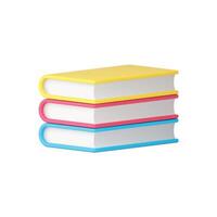 Book literature stacked pile paper cover education literary read 3d icon realistic vector