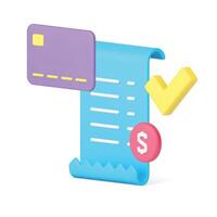 Shopping order success complete buying purchase financial deal approve receipt 3d icon vector