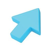 Up arrow right direction blue marker cyberspace interface cursor 3d icon realistic vector