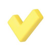 Check mark yellow done success choice confirmation agree checkbox 3d icon realistic vector