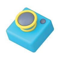 Photo camera app 3d icon picture create digital device with lens capture 3d icon vector