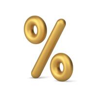 Percent golden sign business financial accounting shopping sale 3d icon realistic vector