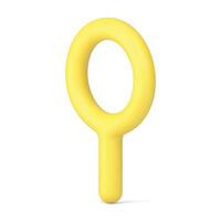 Magnifying glass yellow loupe with handle optical zoom science research browsing 3d icon vector