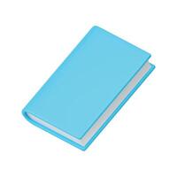 Paper book blue cover educational literature knowledge information 3d icon realistic vector