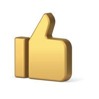 Thumb up golden isometric 3d icon cyberspace like feedback recommendation realistic vector