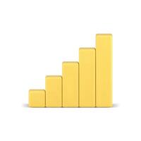 Bar diagram increase chart column graph growth data information yellow 3d icon realistic vector