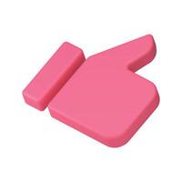 Pink thumb up cool 3d icon positive confirmation like best choice solution realistic vector