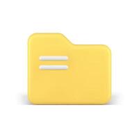 Folder yellow archive digital memory for data information storage 3d icon realistic vector