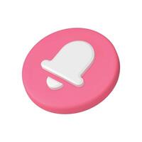 Alert reminder mobile interface notification ring bell circle button isometric 3d icon vector