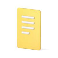 Document page with text yellow paper sheet agreement contract isometric 3d icon realistic vector