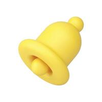Notification yellow ring bell attention call chat interface reminder signal 3d icon realistic vector