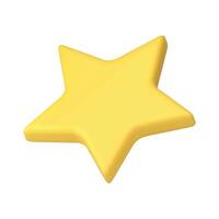 Yellow star five point medal badge prize achievement best quality feedback rating 3d icon vector