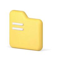 Yellow folder digital memory information storage organization isometric 3d icon realistic vector