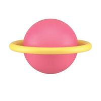 Planet with ring orbit levitation cosmic explore astronomy science pink 3d icon realistic vector