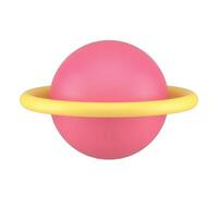 Planet with ring orbit levitation cosmic explore astronomy science pink 3d icon realistic vector