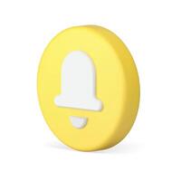 Call message sound signal incoming alert isometric yellow circle button 3d icon realistic vector