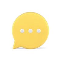 Yellow chat bubble speech think message cyberspace dialogue 3d icon realistic illustration vector