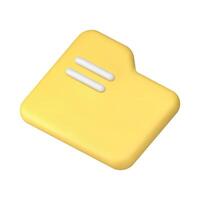 Digital folder business document storage archive directory yellow 3d icon realistic vector