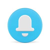 anillo campana azul circulo botón sonido señal suscribir medios de comunicación notificación 3d icono realista vector