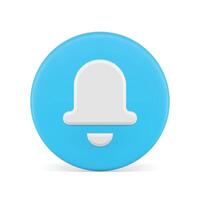 Ring bell blue circle button sound signal subscribe media notification 3d icon realistic vector