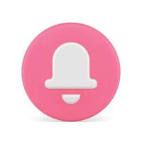 Ring bell circle button alarm notification pink symbol sound alert 3d icon realistic vector