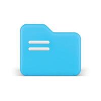 Blue folder document storage digital archive data communication 3d icon realistic vector