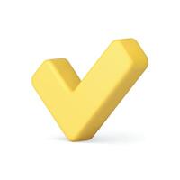 Check mark yellow tick done select option button isometric 3d icon realistic illustration vector