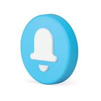Notification sound alert signal reminder ring bell blue circle button isometric 3d icon vector