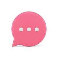 Thinking speech bubble social media chat message pink 3d icon realistic illustration vector