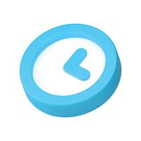 Wall clock for time management keeping deadline measurement blue 3d icon realistic vector