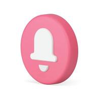 Notification sign ring bell pink circle button chat call message sound alert 3d icon vector