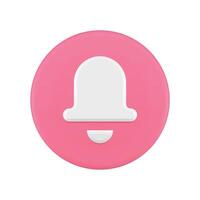 Ring bell notification alert pink circle button mobile interface reminder 3d icon realistic vector