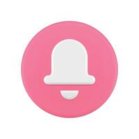 Ring bell notification alert pink circle button mobile interface reminder 3d icon realistic vector