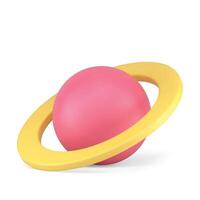 Planet with orbit Saturn Jupiter Uranus Neptune circle ring pink 3d icon realistic vector