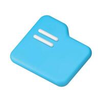 Blue folder data storage organizing digital archive web directory 3d icon realistic vector