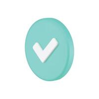 Checkmark done complete green circle button positive choice success accept isometric 3d icon vector